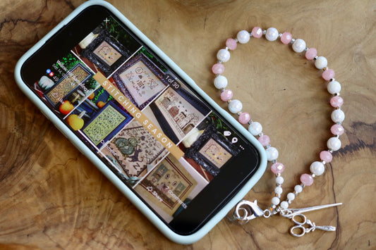 Cell Phone Beaded Charm Strap for Cross Stitch Lovers